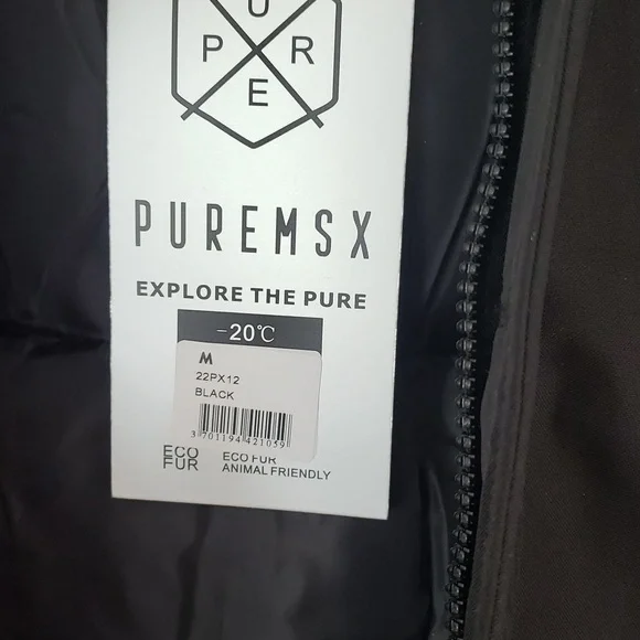 PUREMSX Men's Quilted Jacket Parka Insulated Fur Hooded Heavy Duty Overcoat Sz M - Picture 4 of 16